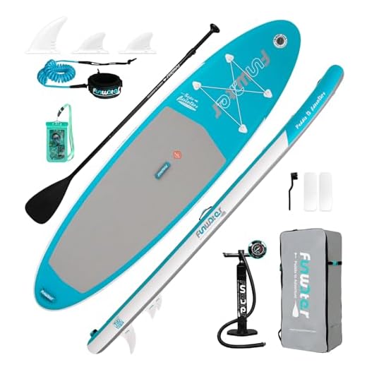 FunWater Inflatable 10'6×33"×6" Ultra-Light (17.6lbs) SUP for All Skill Levels Everything Included with Stand Up Paddle Board, Adj Floating Paddles, Pump, SUP Travel Backpack, Leash,Waterproof Bag