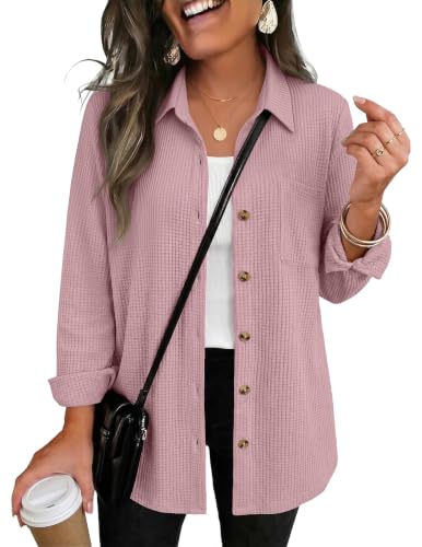 Zeagoo Waffle Button Shacket