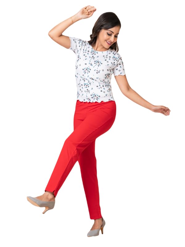 Image of Ruby Cotton Lyrcra Blend Copper Collection Straight Pants | Perfect Blend of Style and Comfort | Professional and Casual Wear #1
