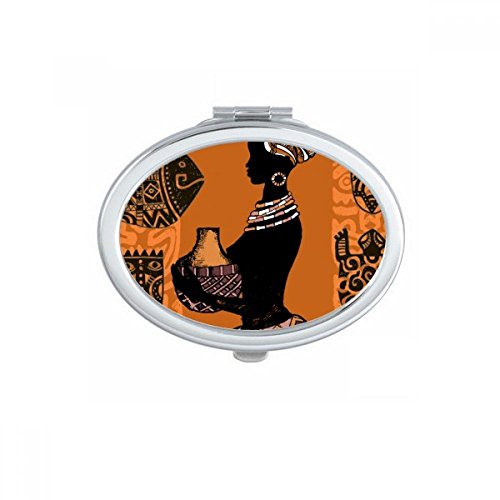 Petit miroir de main portable noir primitif pour sac à main ovale - 2