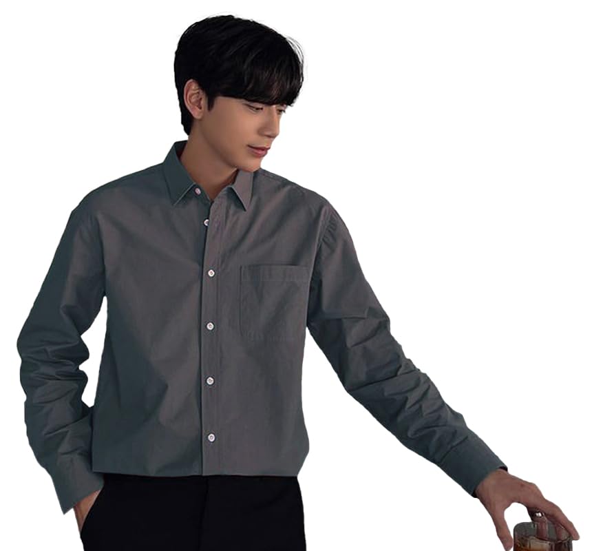 Men's Soft Touch Cotton Office Dress Shirts for Mens Long Sleeve Solid Casual Shirt for Men Business Casual Button Down Shirts for Men Summer Shirt