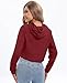 milanpavilion Women's Drawstring Cropped Hoodie Casual Plain Fashion Hoodies Workout Crop Tops Sweatshirt Long Sleeve Top Red