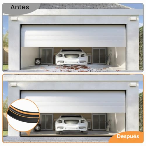 Miniatura 5 de Burletes De Goma Para Puertas De Garaje Sello De Umbral De Puerta De Garaje Para Talleres, Almacenes, Protector Impermeable Y Barrera Contra Inundaciones 80mm 14mm 3m, Negro