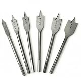 6PCS Spade Drill Bit Set, 3/8' to 1' Flat Wood Drill Bits with Quick Change Hex Shank, Wood Hole Cutter for Woodworking