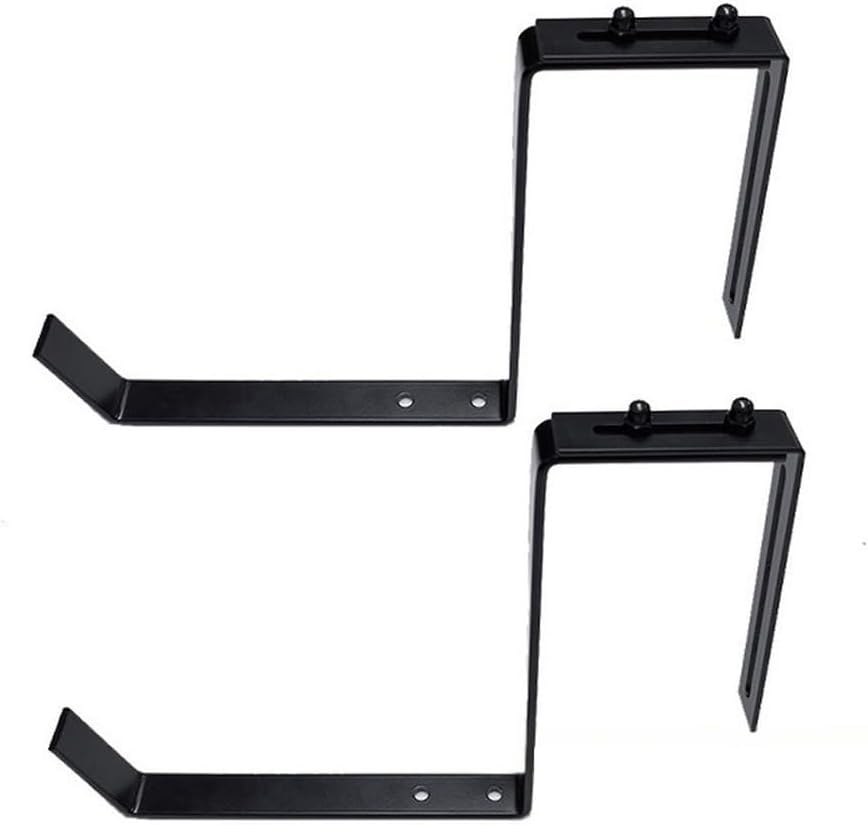Adjustable Flower Pot Holder, No Drill Iron Bracket for Balcony Railing Fence, Weather Resistant Hanging Support for Outdoor Garden Plants, Black, 2 Pack(C)