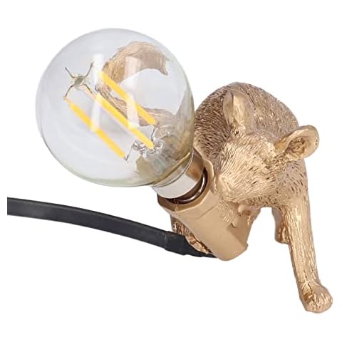 Hyuduo Modern Desk Lamp, Mouse Figure Lights, Novelty Decorative Lamp Holder with E12 Bulb for Home(US Plug Golden Lying),Desktop Decorative Lights Cover