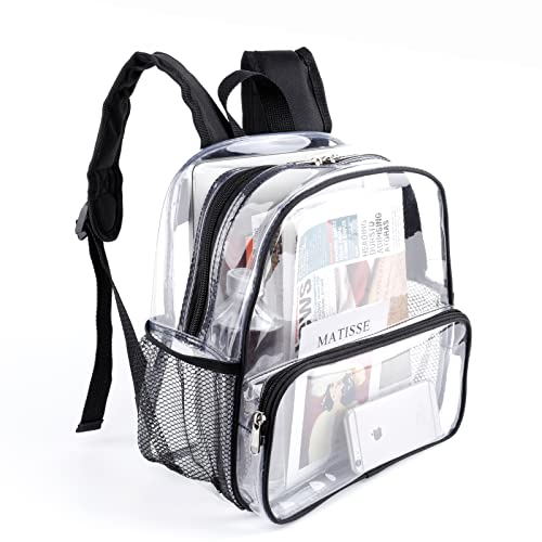 Image of Crosstime Clear Backpack for Stadium Events 12x6x12, Stadium Approved Transparent Bag with Reinforced Straps for Sports, Games, Concerts, Festivals