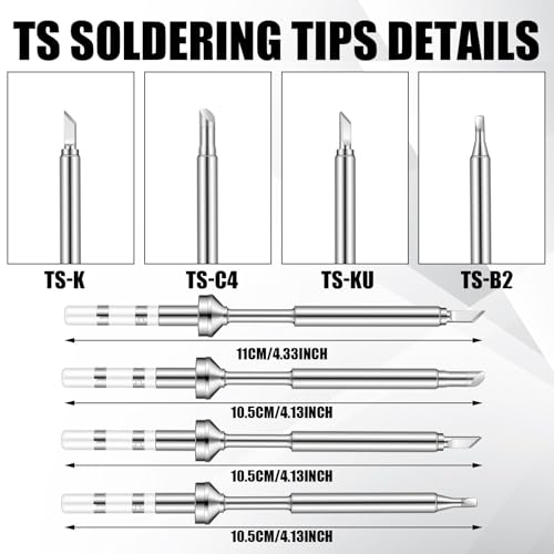 Image of Zonon 7 Pcs Ts100 Soldering Iron Tips Replacement Mini Stainless Steel Pencil Soldering Iron Tips Portable Micro Solder Pen for Ts100 Soldering Iron Power Tool Solder Pen Tool Soldering Accessories