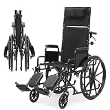 Silla de ruedas reclinable, silla de ruedas plegable liviana Strongback Mobility, respaldo alto y reposacabezas extraíble, silla de ruedas autopropulsada, silla de ruedas de transporte