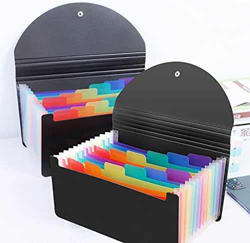 2 Pack 13 Pockets A6 Mini Coupon Organizer Wallet, Expandable Accordion File Organizer for Storage Receipt Cards Coupons Tickets - Black - 5