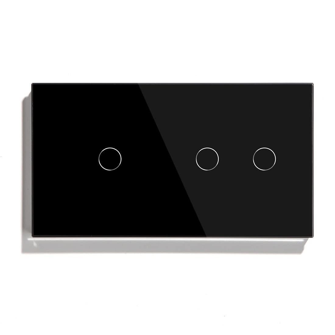 Interruptor de luz táctil inteligente, 1 unidad, Panel de vidrio de 2 vías, multicolor(Black,2 WAY 1)