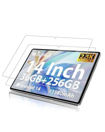 Protector de pantalla de vidrio templado tablet para MAXLEGEN M40 de 14 pulgadas, alta transparencia, resistente a los arañazos, antihuellas (2 unidades)