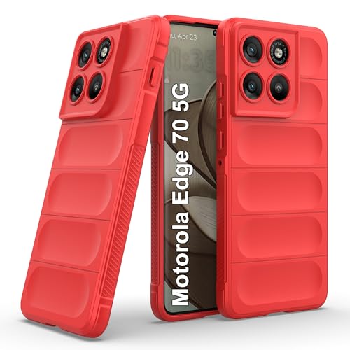 Image of Zapcase Back Case Cover for Motorola Edge 70 5G | Compatible for Motorola Edge 70 5G Back Cover | Liquid Silicon Magic Case with Camera Protection | Red