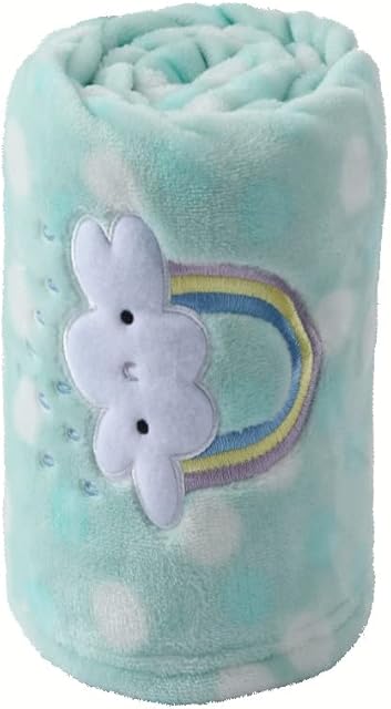 CREVENT Lightweight Fuzzy Fluffy Warm Plush Baby Blanket for Infant Toddler Newborn Unisex Crib Cot Stroller ( 75cmX100cm Green Rainbow Unisex)