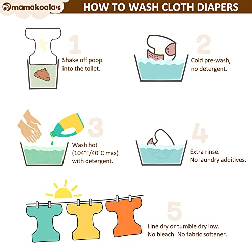 Mama Koala 2.0 Baby Cloth Diapers With Awj Lining And Tummy Panel, Washable Reusable Pocket Diapers, 6 Pack With 6 Bamboo Diaper Inserts (Simply Neutrals) #TOP5
