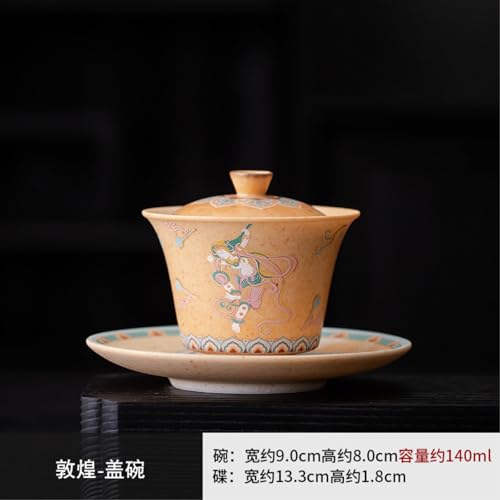 Service à thé céramique Feitian Sancai Gaiwan rétro 140ml