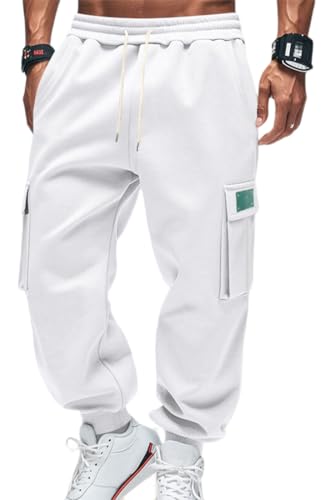 OLIPHEE Pantalon Jogging Homme Pantalon Cargo Survetement Homme Polaire Hiver Bas de Jogging Cargo Sweatpants Taille Elastique avec Cordon de Serrage et Poches...