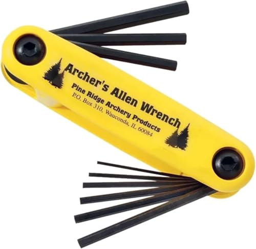 Pine Ridge Archery Allen Wrench Set XL, Universal Multi Wrench, Foldable Wrench, Repairing Tool, Yellow