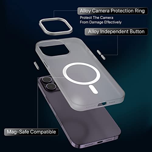 Image of eller sante SAN MagPro Frosted for iPhone 14 Pro Case Cover, 6 Feet Drop Protection, Shockproof, Scratch Resistant, Slim, Thin, Compatible with iPhone 14 Pro MagSafe Back Cover - White
