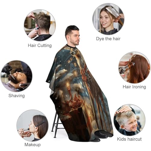 Capa para corte de cabello con cierre ajustable de reno navideño miniatura 3