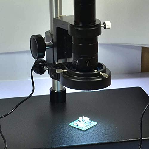 Tiamu 144 LED Perlen Mikroskop Ringlicht, Optische Stereomikroskop Kamera Ringleuchte, Super Helligkeit Ringleuchte 6000K 0-100% Einstellbar, Schmuck Reparatur Lampe(EU Plug Schwarz) – Bild 4