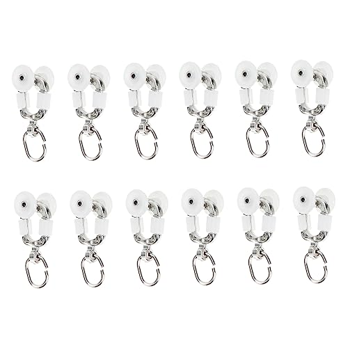 PRETYZOOM Curtain Track Hooks 12pcs Stainless Steel Curtain Roller Hooks Ceiling Accessory