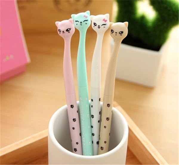 Cute Kawai Cat Pens for Kids Magical Kawaii Design Pen for Chidrens Students Fancy Designer Stationery Item Ideal Birthday Party Return Gift, School & Playtime Toy Pen for Girls Boys 2Pcs