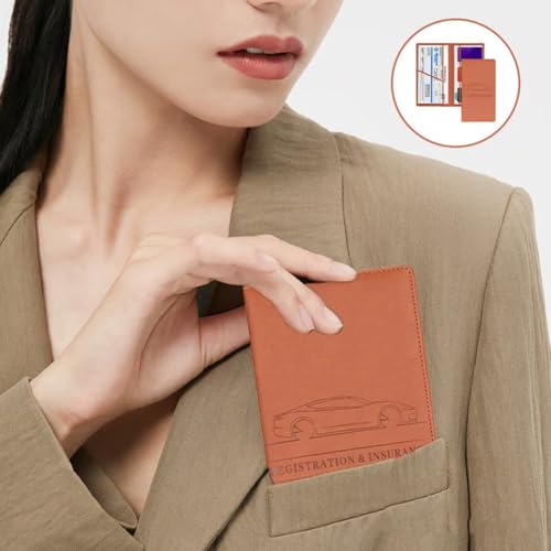 Stereover/Sakesfor Car Registration & Insurance Card Holder, Leather License and Registration Holder for Car, Vehicle Holders with Great Size for Auto License Document Truck Motorcycle3