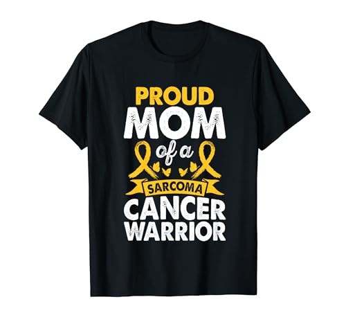 Mom Of Sarcoma Cancer Warrior Awareness Month Yellow Ribbon T-Shirt