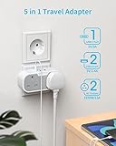UK to European Plug Adapter, VINTAR Travel Adapter with 2 UK AC Outlets & 3 USB Ports (2A1C), Grounded Schuko Type E/F Plug for Germany, France, Spain, Italy, Netherlands - Image 2