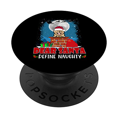 Dear Santa Define Naughty Pomeranian Dog Funny Christmas PopSockets Swappable PopGrip