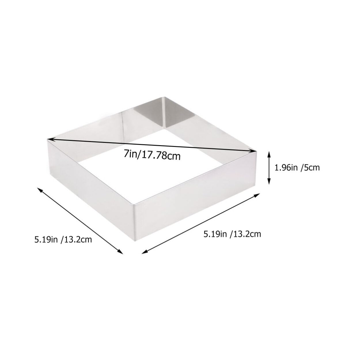 BESTonZON Baking Supplies Square Mousse Stainless Steel Cake Ring Mousse Cutter Cake Dessert Ring Pastry Mould Baking Tool (7 Inch) Cake Pan