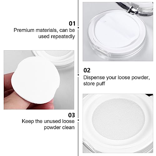FRCOLOR 2pcs Powder Compact Container, Empty Makeup Loose Powder Case with Puff and Elasticated Net Sifter - Image 2