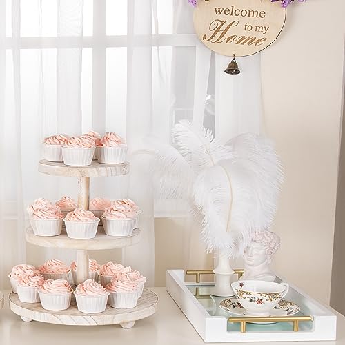Vivirbien WHITE-3 Tier Cupcake Stand Round,Wood Cake Stand thumb #7