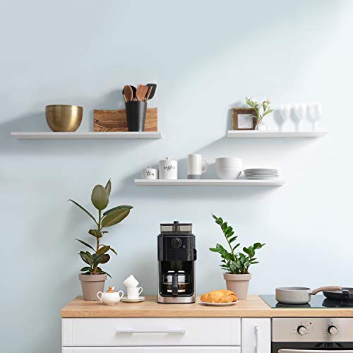 2-Pack Floating Shelves 36" x 8" x 0.5", White - Reforested Natural Wood Shelves - Thin Floating Shelf Easy Install - Decorations for Bedroom, Bathroom, or Kitchen - Modern Minimalist Aesthetic Decor by Delta - Image 2