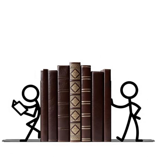 2 Pcs Metal Bookends and Red Heart Bookmark, Cute Book Ends for Book-Shelf
