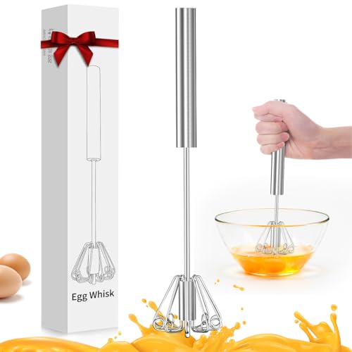 OOKUU Stainless Steel Egg Whisk, Semi Automatic Whisk Blender - Versatile Tool for Blending, Whisking, Beating & Stirring (12in) by OOKUU - Used condition - US$6.88