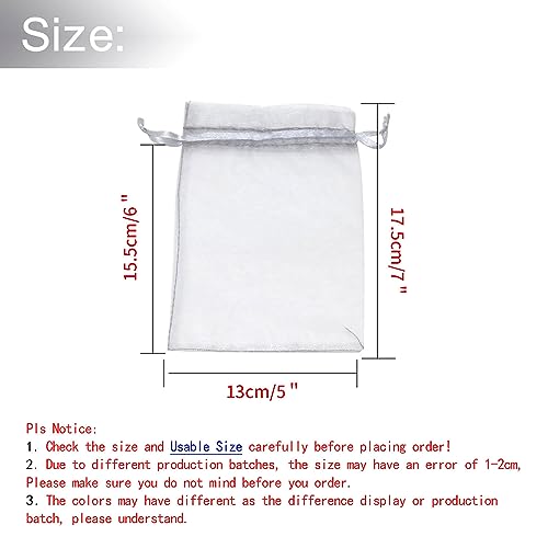 Image of Dealglad 50pcs Drawstring Organza Jewelry Candy Pouch Christmas Wedding Party Favor Gift Bags (5x7, Gray)