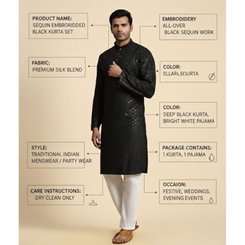 Image of Pro-Ethic Style Developer Mens Indian Traditional Cotton Kurta Sets, Men Kurta Set Indian Wedding Dress (A-117)