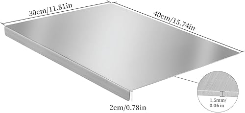 Miniatura 2 de Tablas de cortar de acero inoxidable con labio, tabla de cortar pesada para cocina, tablas de cortar para encimera, tabla de cortar de metal grande