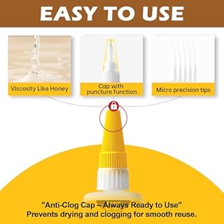 Wood Super Glue Liquid, Clear Instant Cyanoacrylate Adhesive for Wood Crafts Repair Woodworking, All Purpose CA Glue for Shoe Ceramic Plastic Leather Glass Model Metal Pottery Aquarium Porcelain Stone