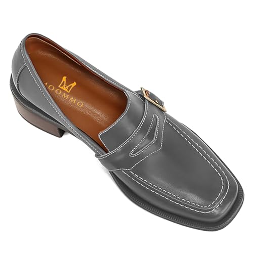 Image of MOOMMO Women Chunky Heel Penny Loafers Square Toe Buckle Slip On Comfort | Office Ladies Loafer Pumps 2 inch Stacked Block Heel Dress Loafers Oxfords Walking Dress Shoes Casual Size 4-11 M US