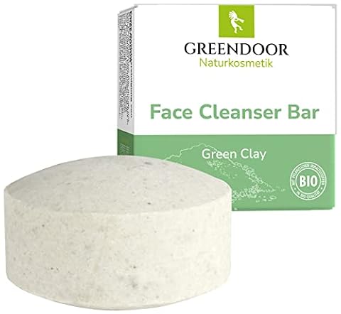 GREENDOOR Stałe oczyszczanie twarzy z tlenkiem glinu 57 g, dla skóry suchej/normalnej/wrażliwej, naturalna formuła bez mydła, bez plastiku, z pielęgnującym aloesem, uniseks