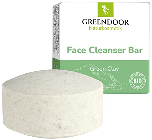 GREENDOOR Stałe oczyszczanie twarzy z tlenkiem glinu 57 g, dla skóry suchej/normalnej/wrażliwej, naturalna formuła bez mydła, bez plastiku, z pielęgnującym aloesem, uniseks