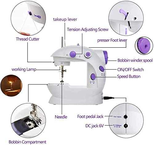 Image of Sewing Machine Electric With Table Set | Portable Electric Stitching Machine With Foot Pedal, Bobbin Winder, LED Light And Extension Board