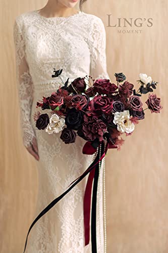 Lings-Moment-Moody-Burgundy-Black-Artificial-Flowers-and-Greenery-Deluxe-Combo-Box-Set-Goth-Fake-Flower-for-DIY-Wedding-Bridal-Bouquet-Centerpieces-Decor-Floral-Arrangement-Decor-etc Lings Moment Moody Burgundy Black Artificial Flowers and Greenery Deluxe Combo Box Set Goth Fake Flower for DIY Wedding Bridal Bouquet Centerpieces Decor Floral Arrangement Decor etc
