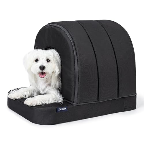 Pelzin Orthopedic Dog House - Outdoor Waterproof Dog Shelter w/Porch - Indoor Pet House w/Egg-Crate Foam - Cooling - Machine Washable - Ideal for Small Breeds & Fits 24-Inch Crate - 23"x16"