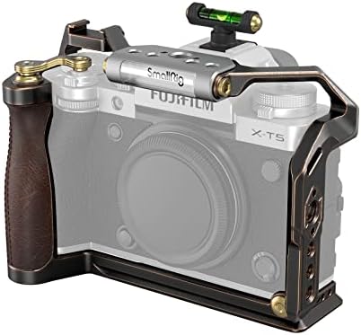 SMALLRIG Klatka retro X-T5 aparatu dla FUJIFILM X-T5, z osłoną gorącej stopki z poziomnicą, otworami ustalającymi 3/8"-16 na dla ARRI, dołączoną zimną stopką i szyną NATO - 3870