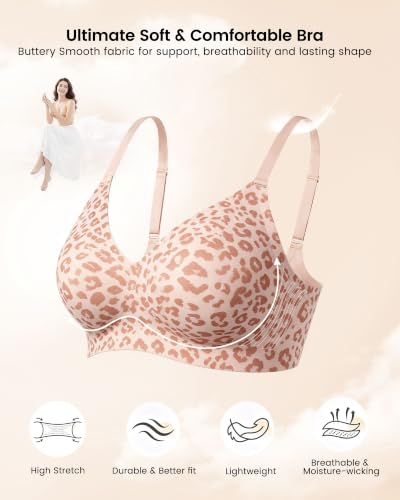 Image of As Fairy Wireless Bras for Women Full Coverage Seamless Comfort T-Shirt Bra