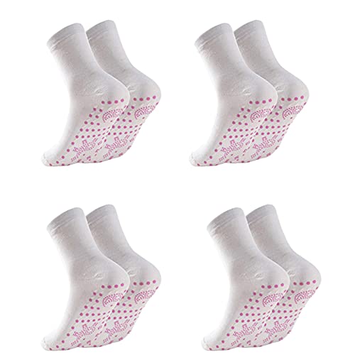 Deholifer 4 Pairs Mix Color Self-Heating Socks Warm Heated Socks, Men Women Winter Magnetic Self Heating Socks,Comfortable Breathable Foot For Outdoor Skiing Running Fishing, Black+White, Free Size #TOP2